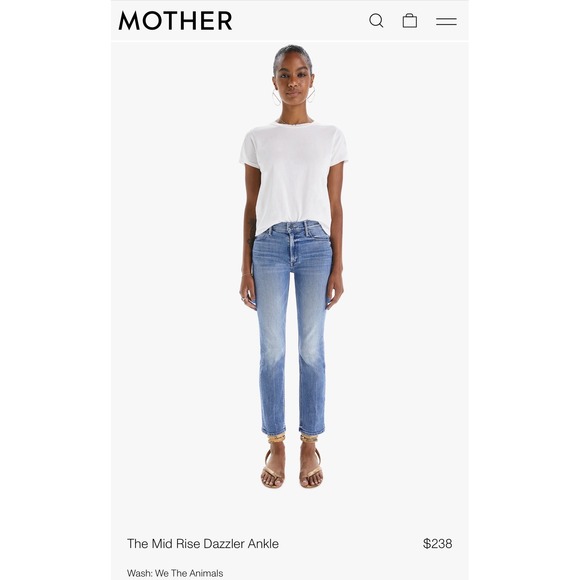 MOTHER Denim - Mother The Mid Rise Dazzler Ankle Jeans We The Animals Blue Slim Straight Leg 25